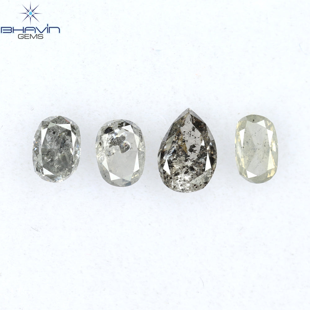 0.49 CT/ 4 Pcs Mix Shape Natural Diamond Salt And Pepper Color I3 Clarity (3.46 MM)