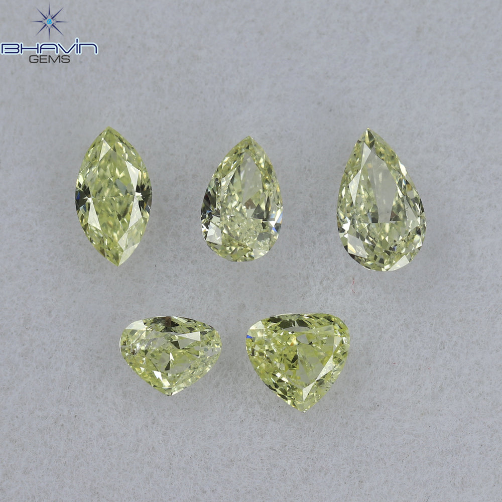 0.90 CT (5 PCS) Mix Shape Natural Diamond Yellow Color SI2 Clarity (5.16 MM)