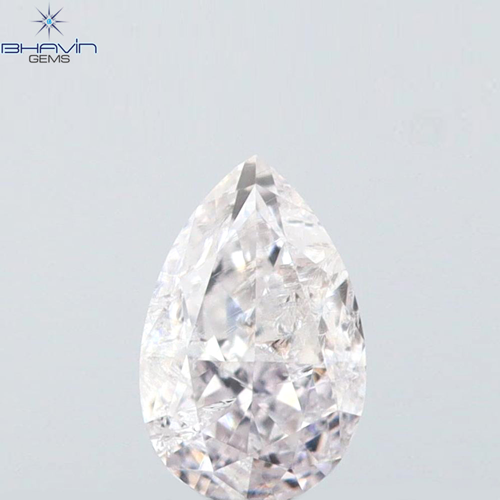 0.24 CT Pear Shape Natural Diamond Pink Color I2 Clarity (4.52 MM)