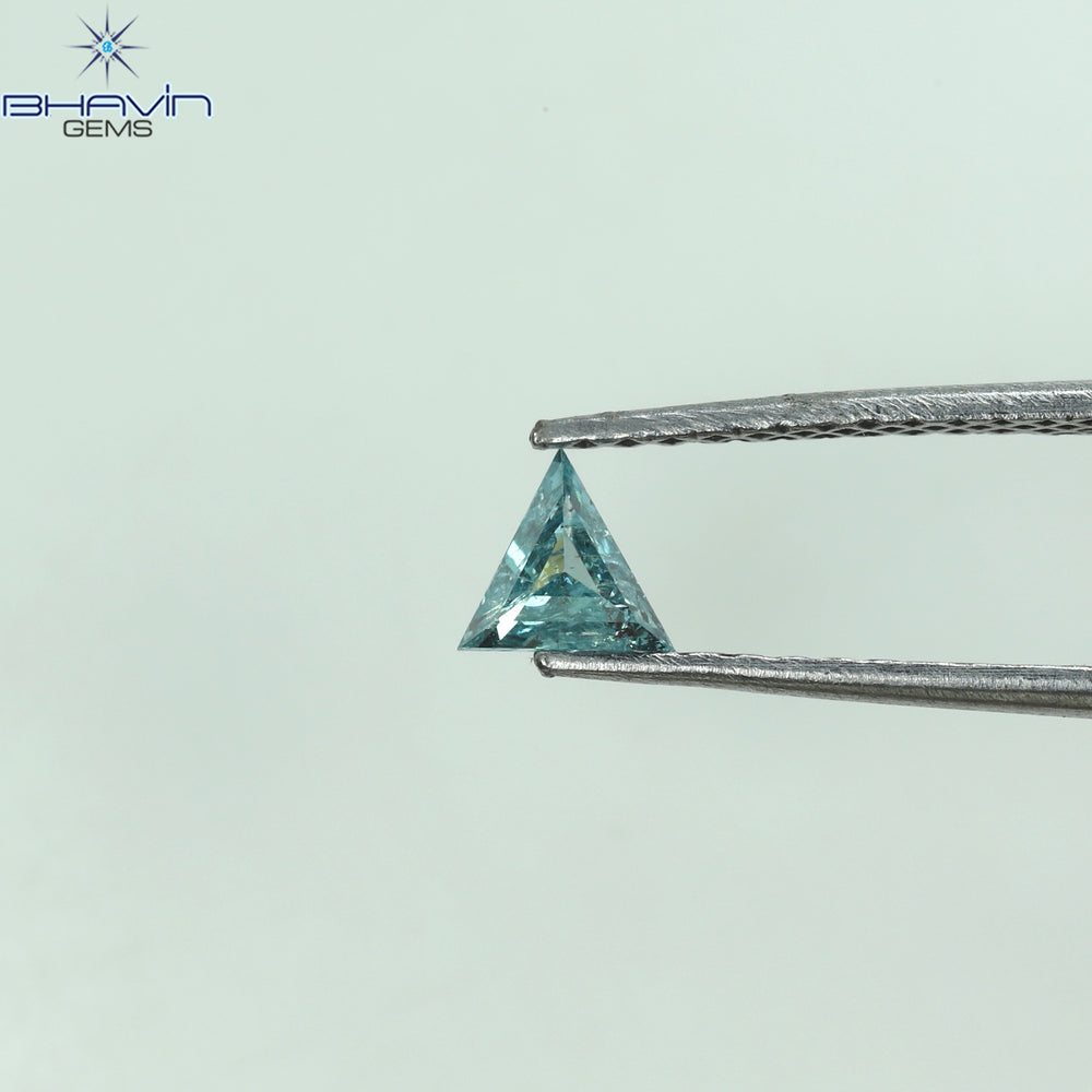 0.19 CT Triangle Shape Natural Diamond Blue Color I2 Clarity (4.64 MM)