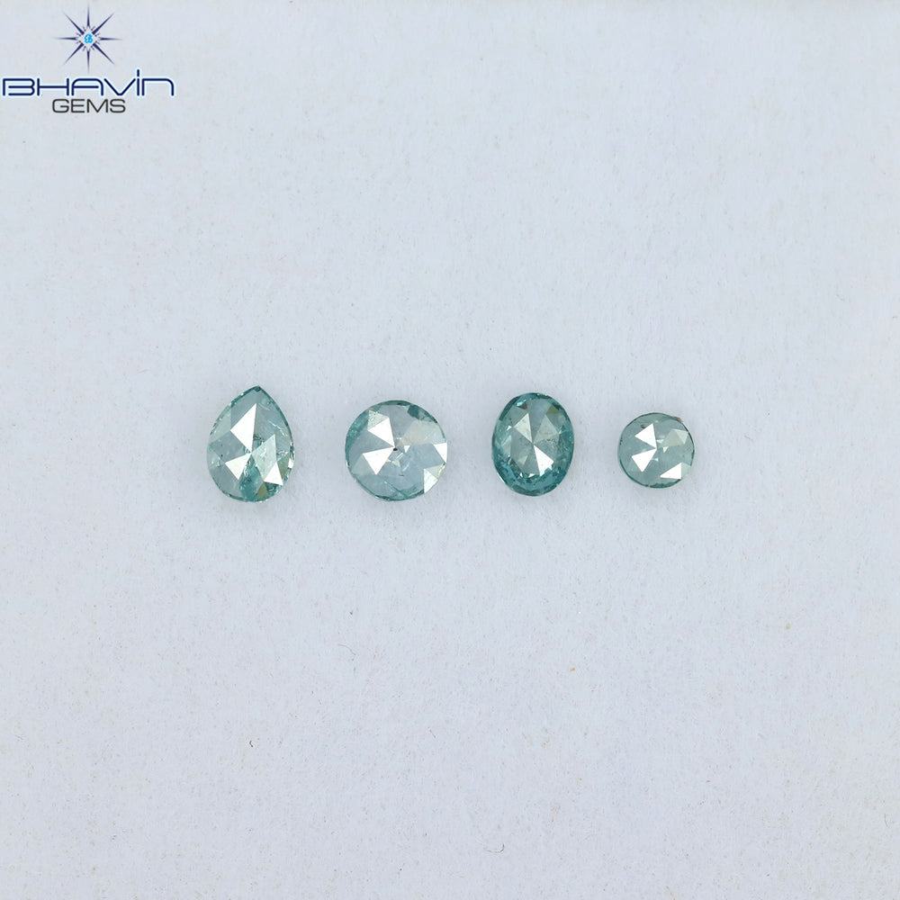 0.29 CT/4 Pcs Mix Shape Natural Diamond Blue Color I1 Clarity (3.60 MM)