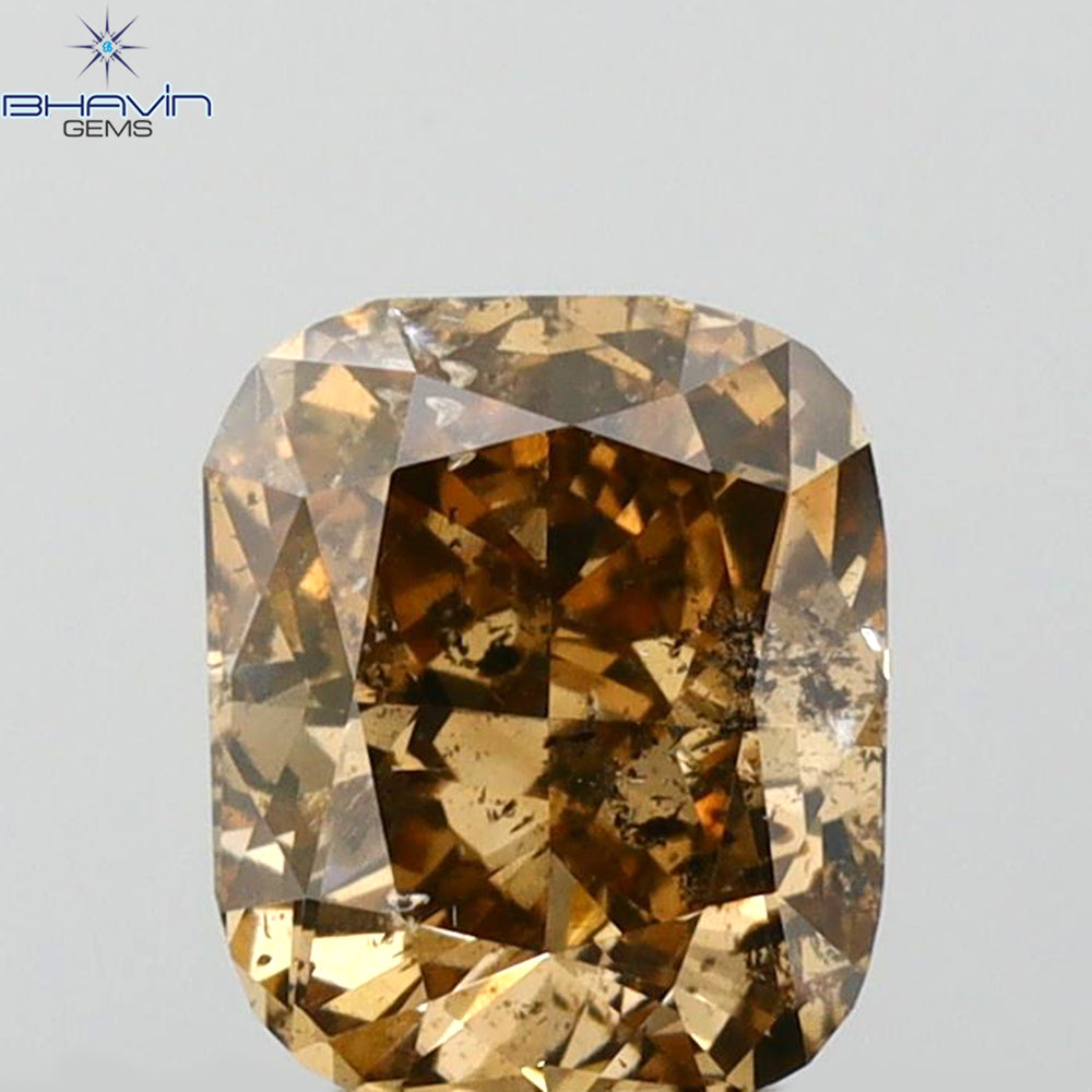 0.91 CT Cushion Shape Natural Diamond Chocolate Color I1 Clarity (5.96 MM)