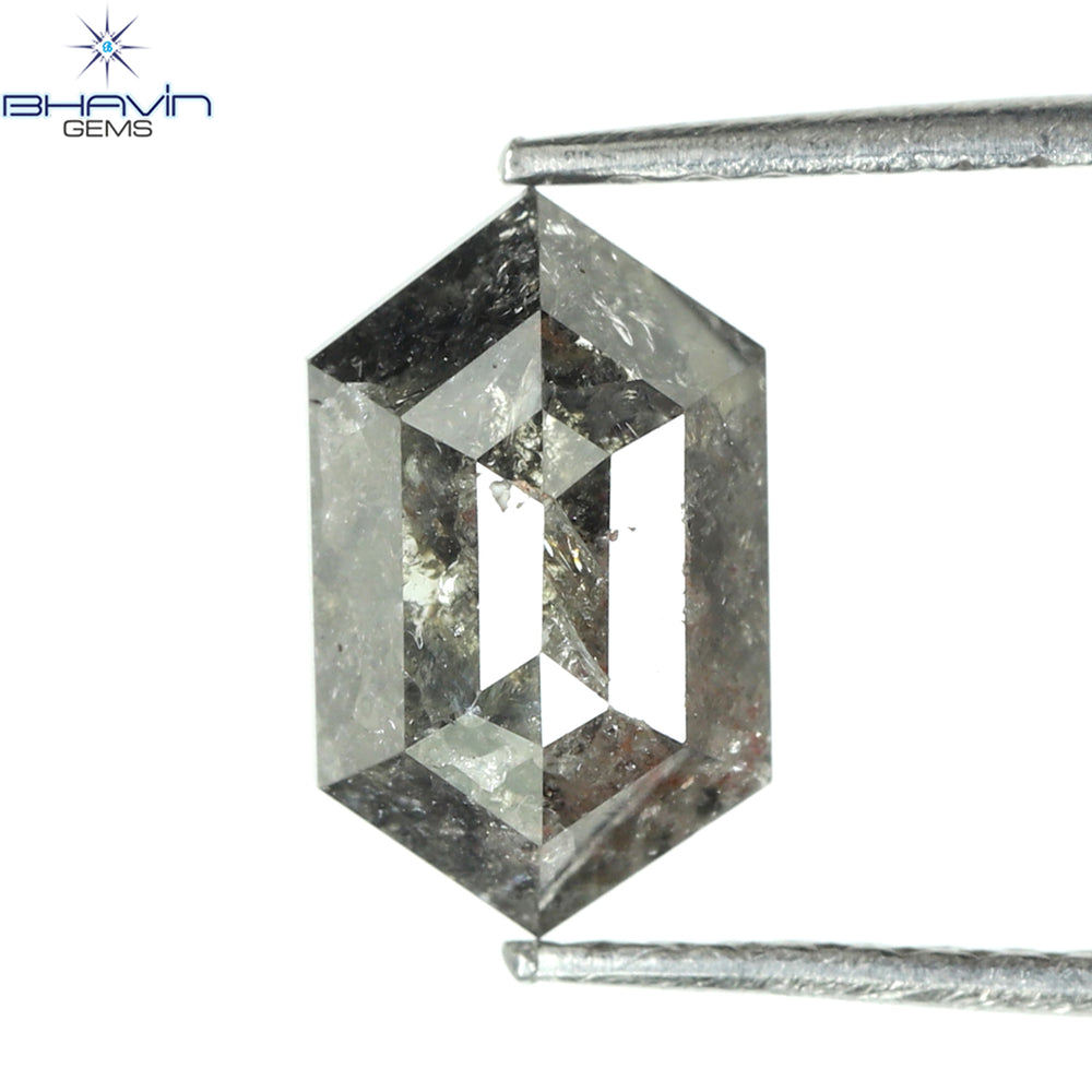 1.54 CT Hexagon Shape Natural Loose Diamond Salt And pepper Color I3 Clarity (9.02 MM)