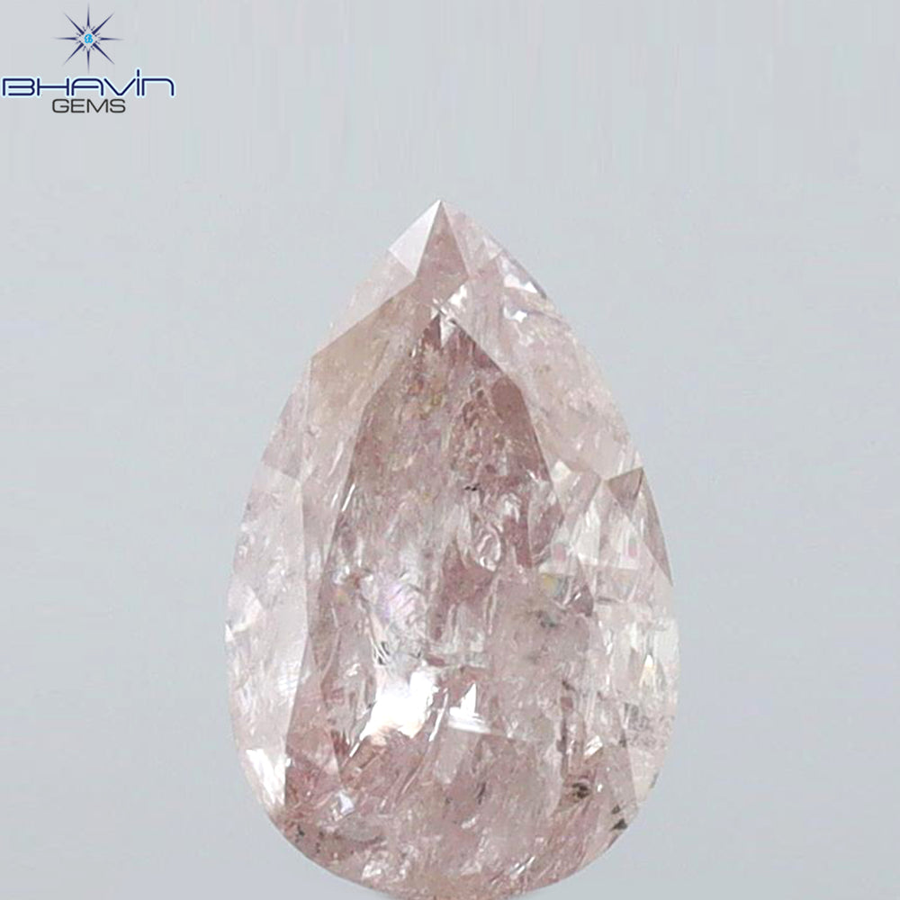 0.73 CT Pear Shape Natural Diamond Pink Color I3 Clarity (6.96 MM)