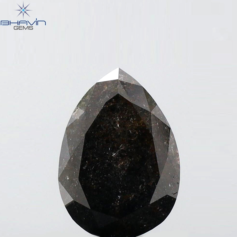 1.26 CT Pear Shape Natural Loose Diamond Salt And Pepper Color I3 Clarity (6.00 MM)