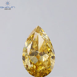 1.02 CT Pear Shape Natural Diamond Orange Color I1 Clarity (8.19 MM)