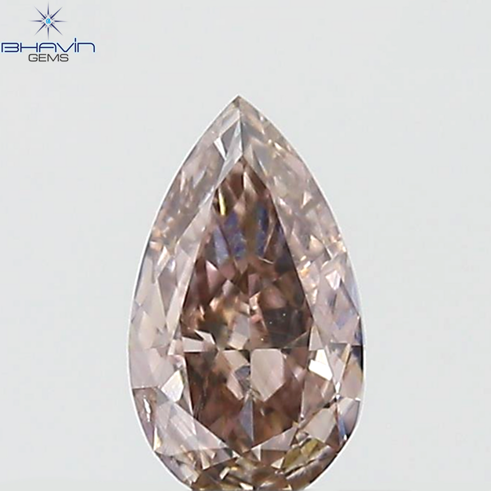 GIA Certified 0.40 CT Pear Diamond Pink Brown Color Natural Loose Diamond (6.36 MM)
