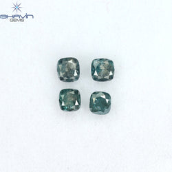1.07 CT/4 Pcs Cushion Diamond Natural Diamond Blue Diamond Clarity I3 (3.85 MM)