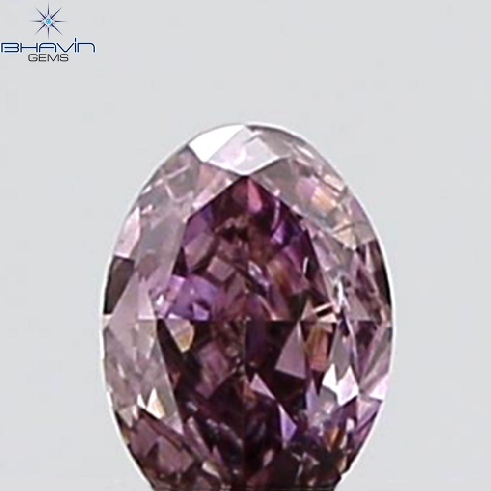 GIA Certified 0.25 CT Oval Shape Natural Diamond Brownish Purple-Pink Color I2 Clarity (4.67 MM)