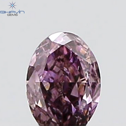GIA Certified 0.25 CT Oval Shape Natural Diamond Brownish Purple-Pink Color I2 Clarity (4.67 MM)