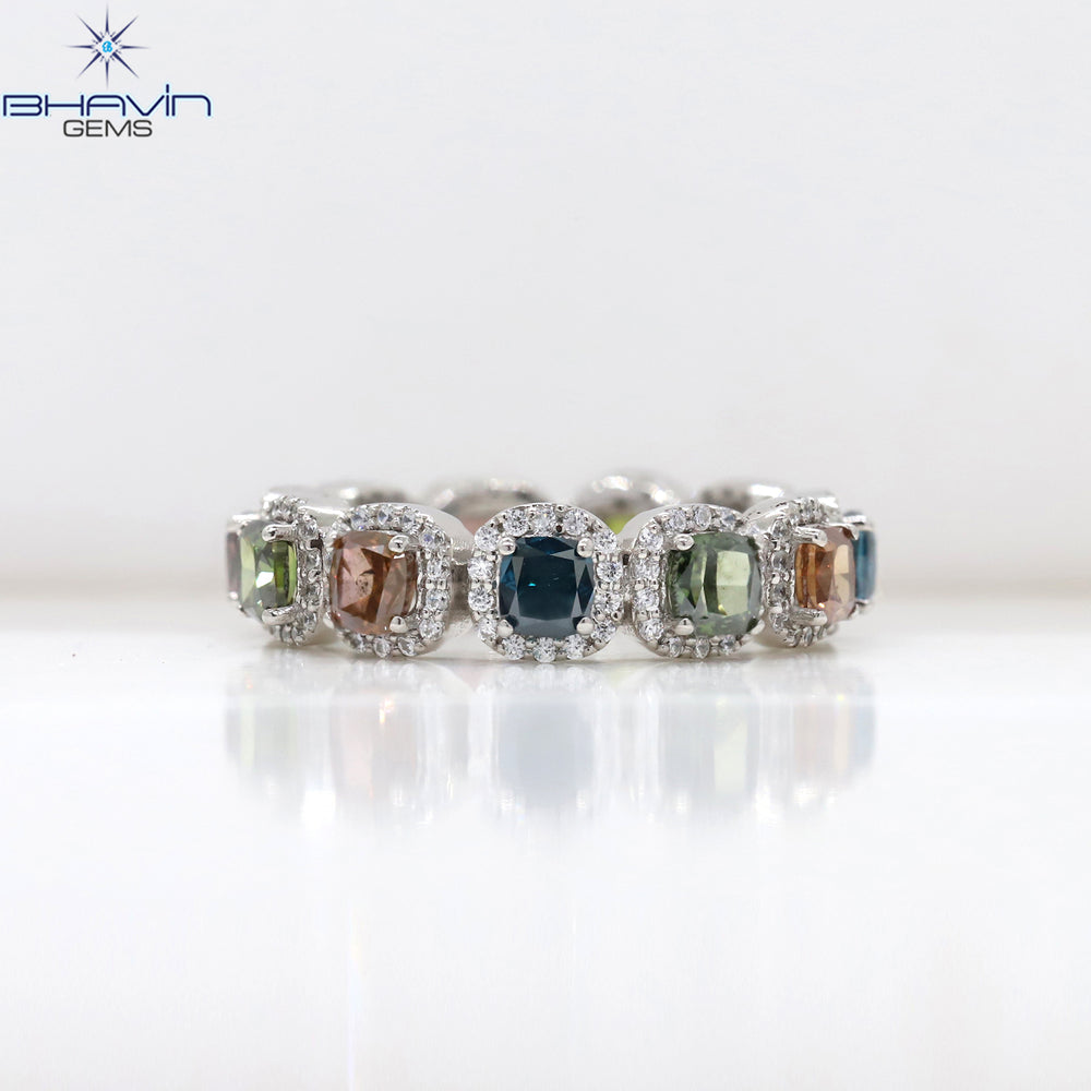 Cushion Diamond Natural Diamond Ring Mix Color Gold Ring Engagement Ring