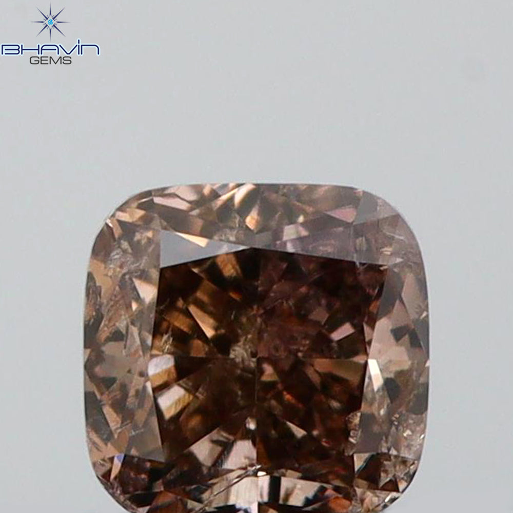 0.32 CT Cushion Shape Natural Diamond Brown Pink Color I1 Clarity (4.55 MM)