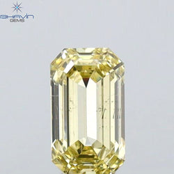 0.32 CT Emerald Shape Natural Diamond Yellow Color VS2 Clarity (5.00 MM)