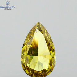 0.40 CT Pear Shape Natural Diamond Vivid Green Color VS1 Clarity (6.38 MM)