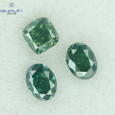 0.39 CT/3 CT Mix Shape Natural Diamond Green Color SI1 Clarity (3.33 MM)