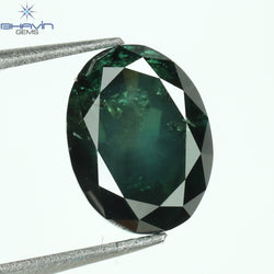 0.87 CT Oval Shape Natural Diamond Blue Color I1 Clarity (6.45 MM)