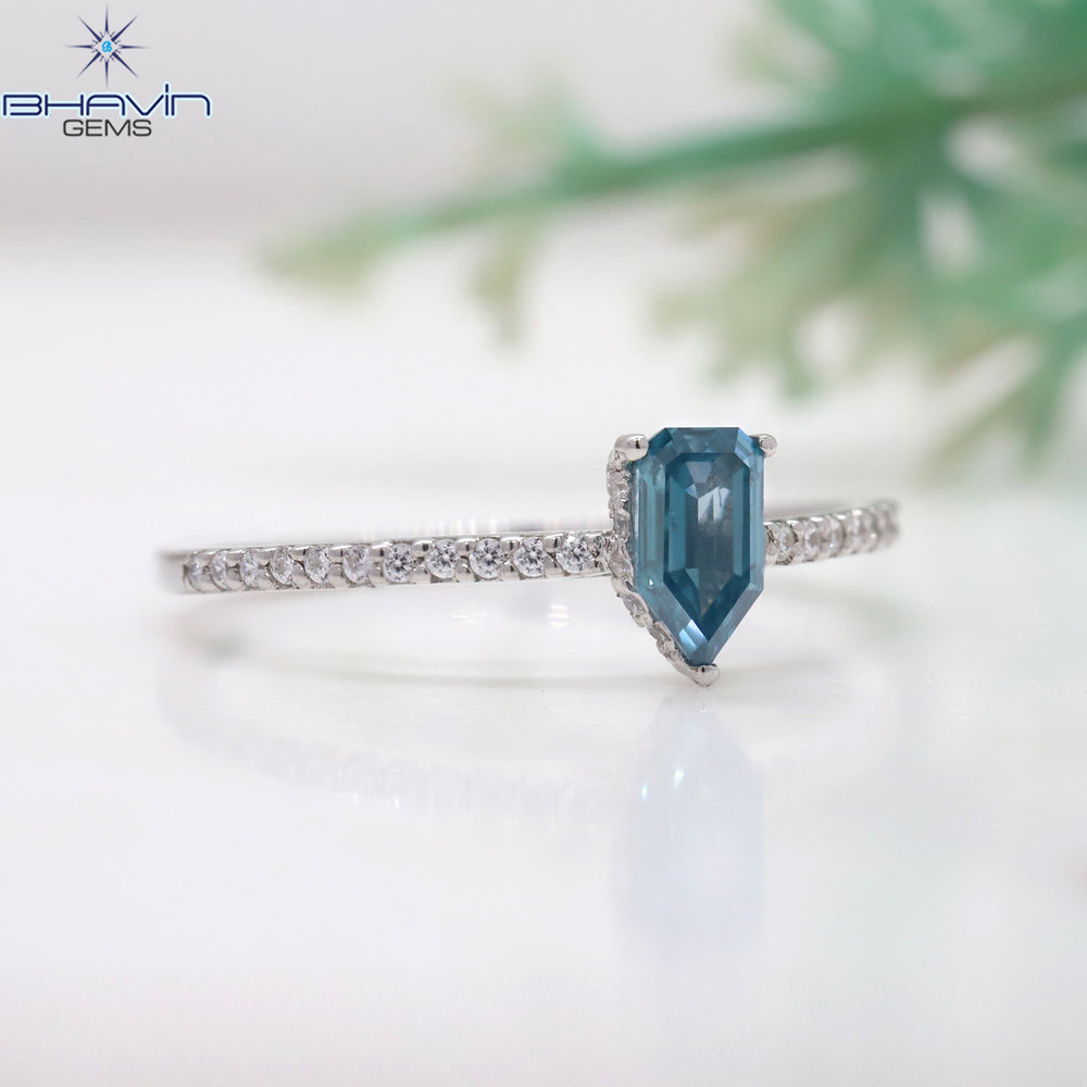 Shield Diamond Blue Color Natural Diamond Ring Engagement Ring