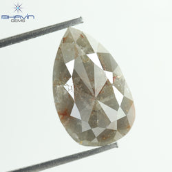 2.78 CT Pear Shape Natural Loose Diamond Salt And Pepper Color I3 Clarity (12.68 MM)
