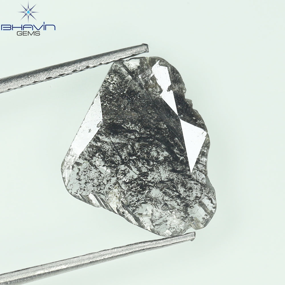 0.95 CT Slice Shape Natural Diamond Salt And Pepper Color I3 Clarity (11.94 MM)