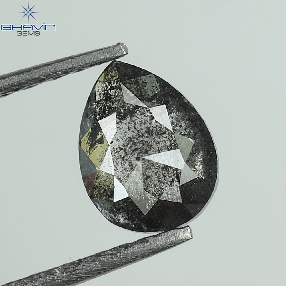 0.59 CT Pear Shape Natural Loose Diamond Salt And Pepper Color I3 Clarity (6.22 MM)