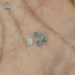 0.50 CT/5 Pcs Mix Shape Natural Diamond Blue Color SI2 Clarity (3.10 MM)