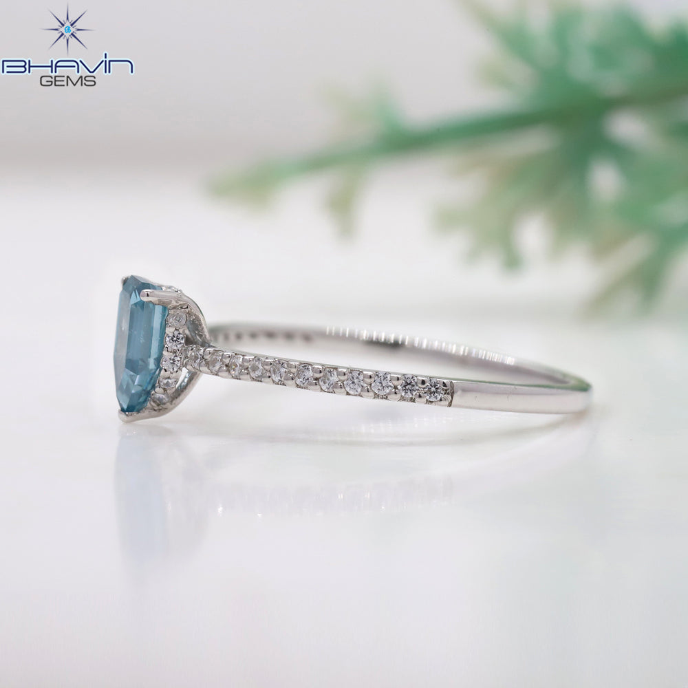 Shield Diamond Blue Color Natural Diamond Ring Engagement Ring