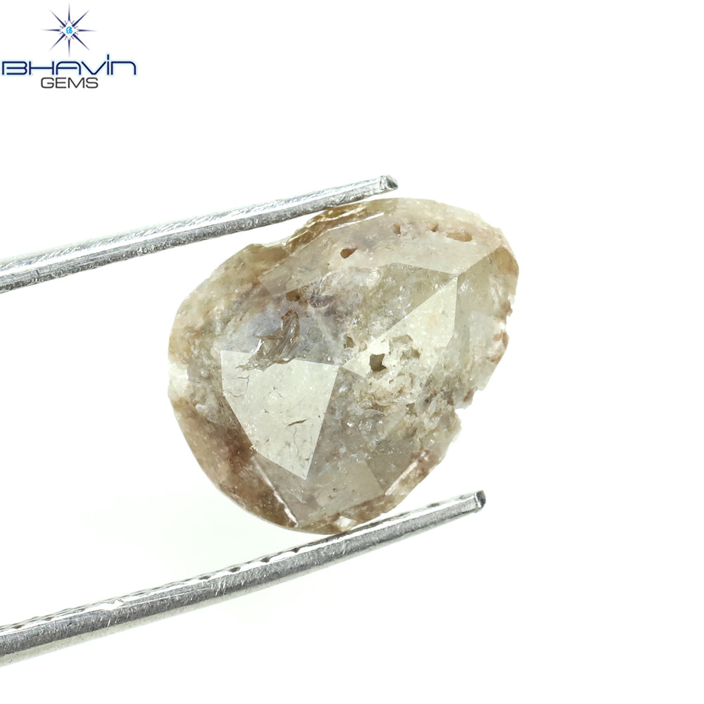 1.55 CT Uncut Shape Peach Natural Loose Diamond I3 Clarity (10.56 MM)