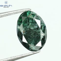 0.82 CT Oval Shape Natural Diamond Greenish Blue Color I3 Clarity (6.31 MM)
