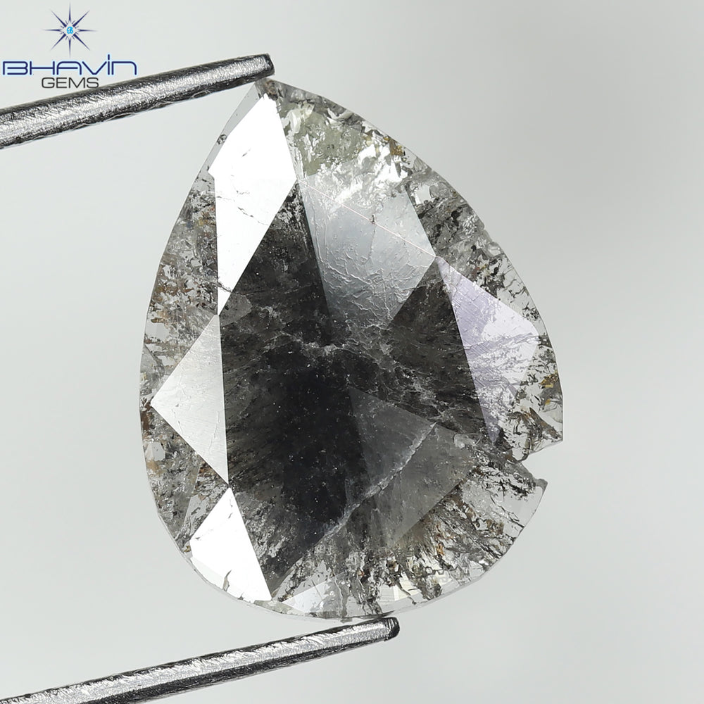 1.23 CT Slice Shape Natural Diamond Salt And Pepper Color I3 Clarity (11.88 MM)