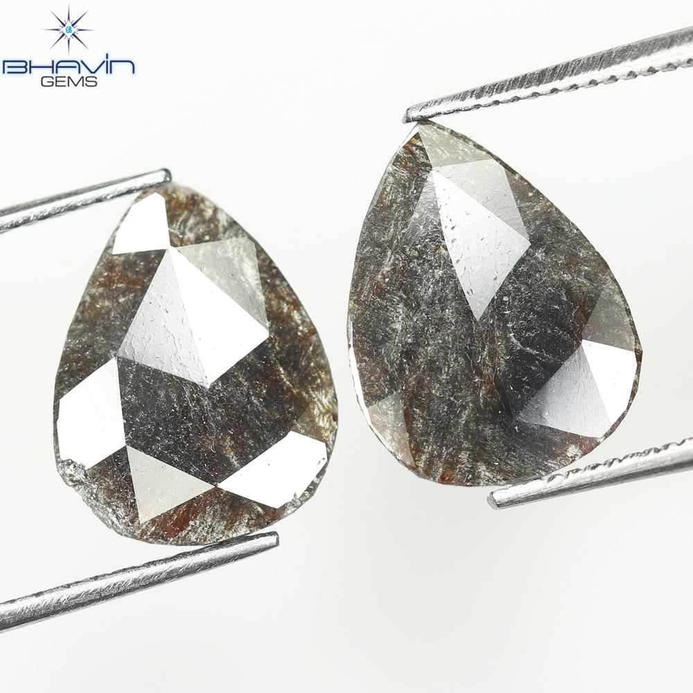 1.75 CT/5 ピース スライス形状 天然ダイヤモンド ソルト アンド ペッパー カラー I3 クラリティ (10.45 MM)