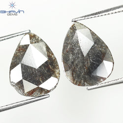 1.75 CT/5 ピース スライス形状 天然ダイヤモンド ソルト アンド ペッパー カラー I3 クラリティ (10.45 MM)