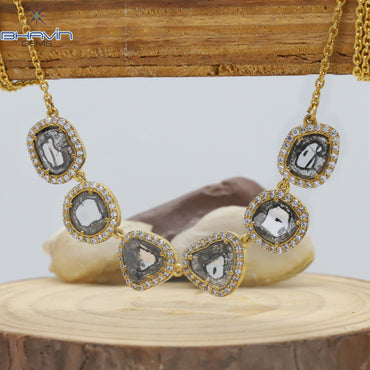 Diamond Pendant Slice Diamond Salt And Pepper Diamond Yellow Gold Pendant Bridal Necklace Pendant