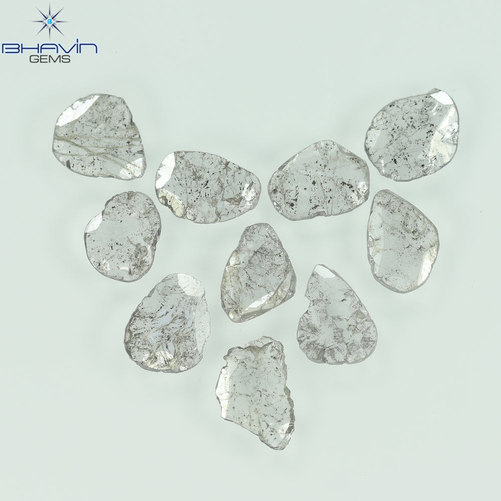 2.05 CT/10 Pcs Slice Shape Natural Diamond Salt And Pepper Color I3 Clarity (6.46 MM)