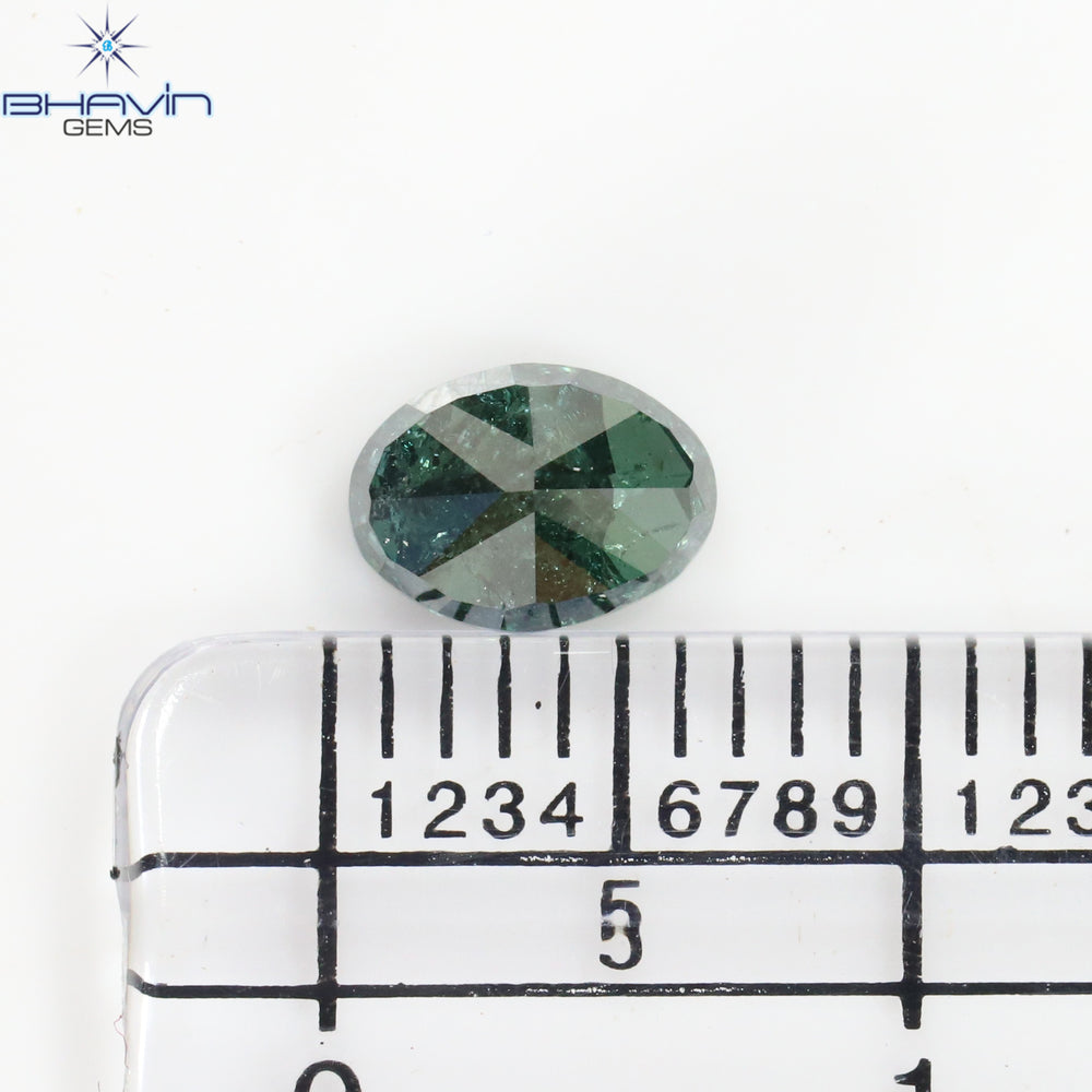 0.82 CT Oval Shape Natural Diamond Greenish Blue Color I3 Clarity (6.31 MM)