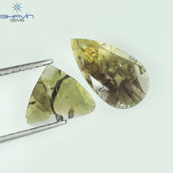 1.26 CT/2 Pcs Slice Shape Natural Diamond Brown Color I3 Clarity (11.95 MM)