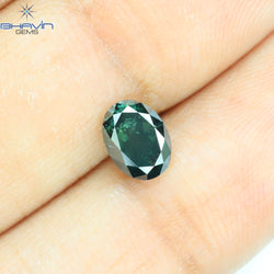 0.87 CT Oval Shape Natural Diamond Blue Color I1 Clarity (6.45 MM)