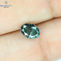 0.82 CT Oval Shape Natural Diamond Greenish Blue Color I3 Clarity (6.31 MM)