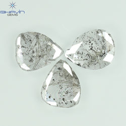 1.35 CT/2 ピース スライス形状 天然ダイヤモンド ソルト アンド ペッパー カラー I3 クラリティ (9.55 MM)