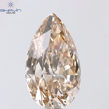 1.31 CT Pear Shape Natural Diamond Brown Color VVS1 Clarity (9.32 MM)