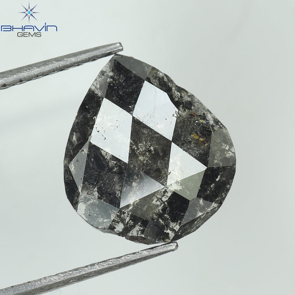 1.49 CT Slice Shape Natural Diamond Salt And Pepper Color I3 Clarity (11.88 MM)
