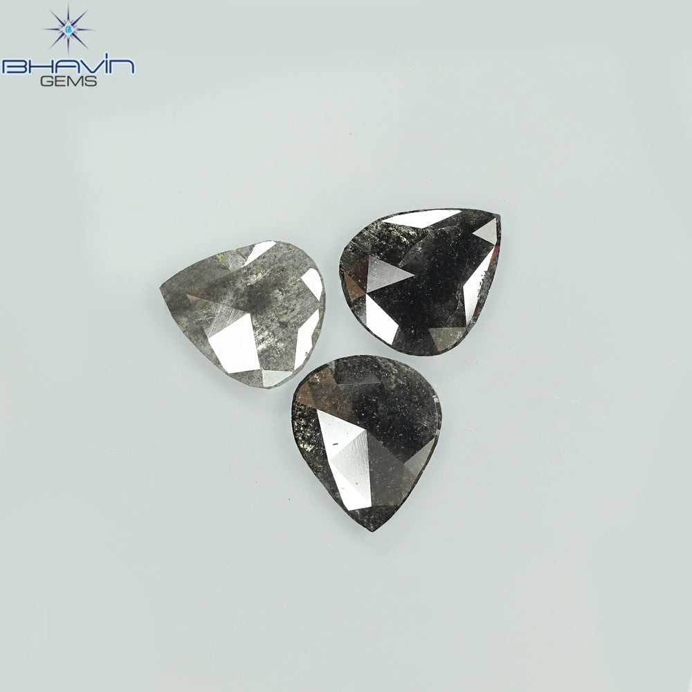 1.75 CT/5 ピース スライス形状 天然ダイヤモンド ソルト アンド ペッパー カラー I3 クラリティ (10.45 MM)