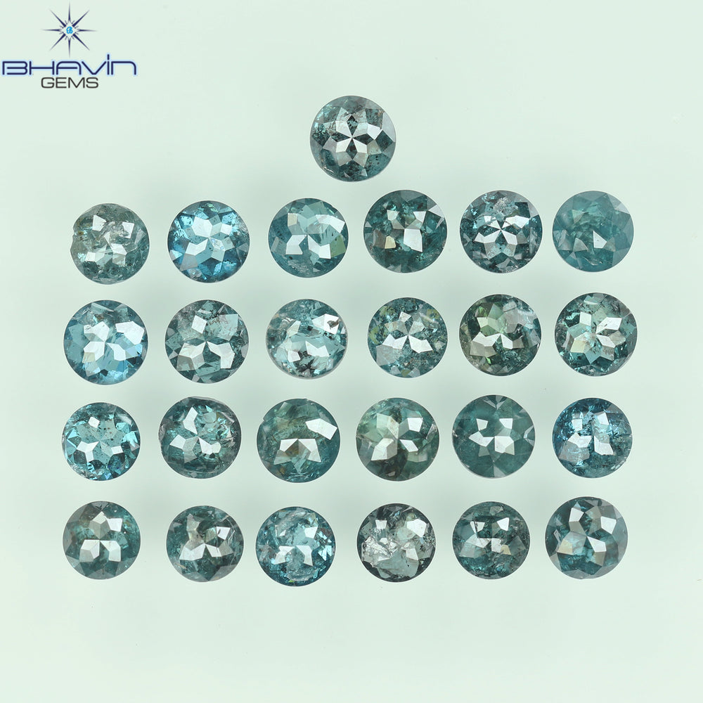 2.81 CT/25 Pcs Enhanced Round Rose Cut Shape Blue Color Natural Loose Diamond I3 Clarity (2.86 MM)