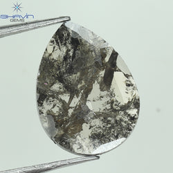 1.06 CT Pear Slice Shape Natural Diamond Salt And Pepper Color I3 Clarity (10.94 MM)