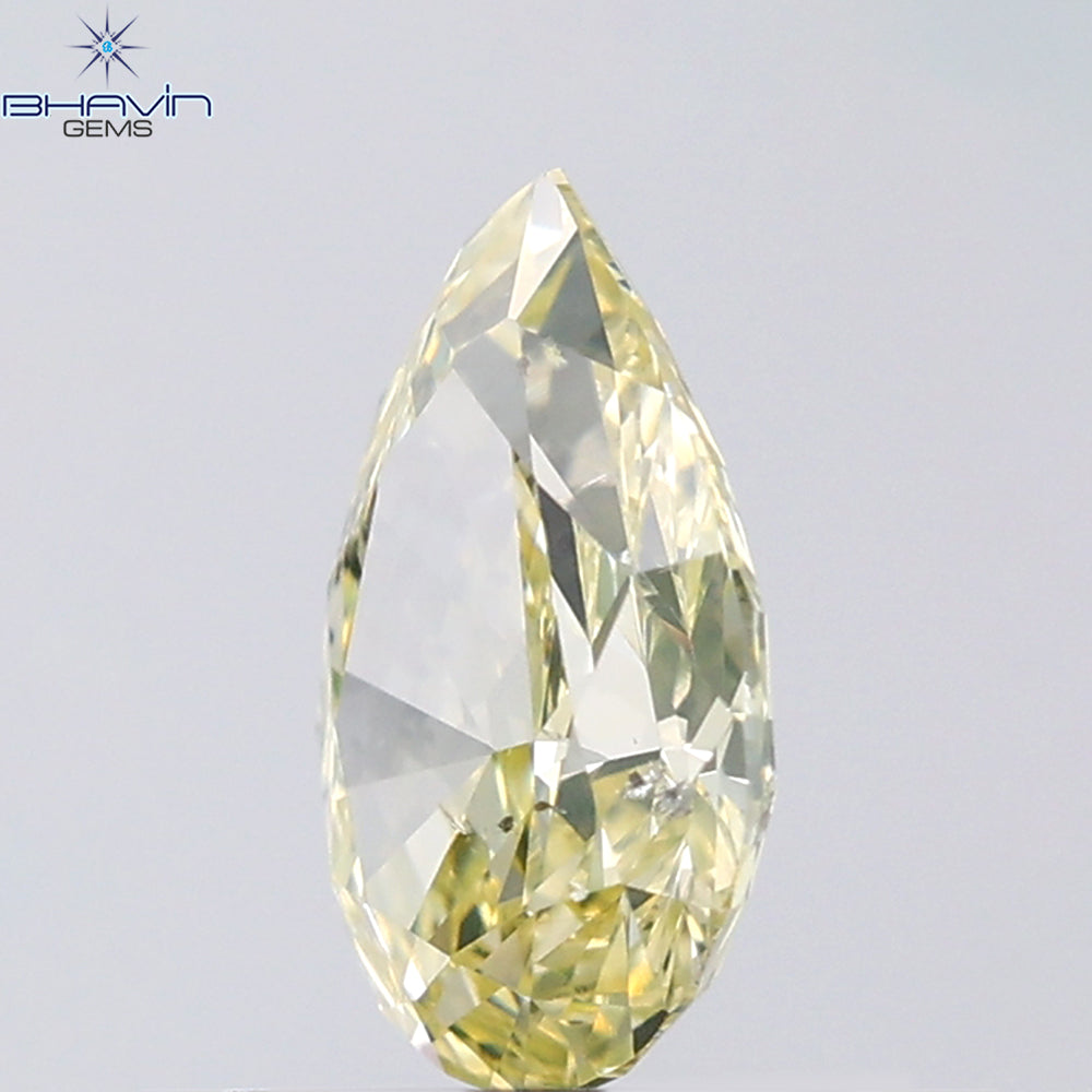 1.02 CT Pear Shape Natural Diamond Greenish Yellow Color SI2 Clarity (8.44 MM)