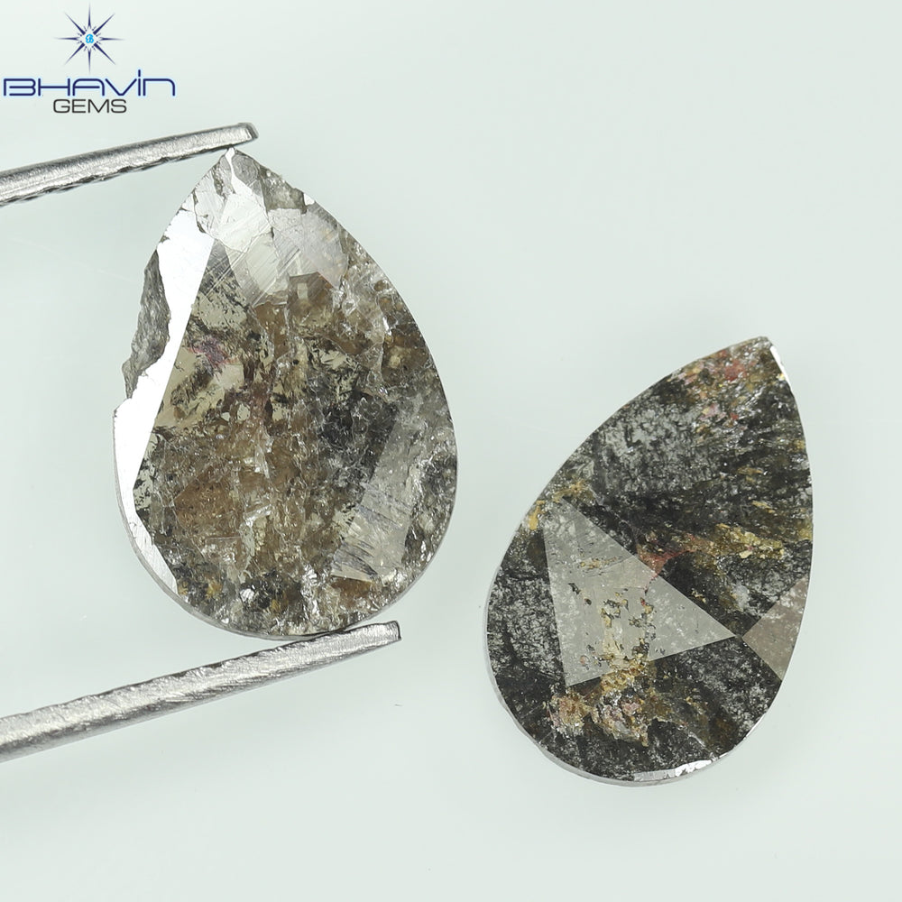 1.75 CT/5 ピース スライス形状 天然ダイヤモンド ソルト アンド ペッパー カラー I3 クラリティ (10.45 MM)