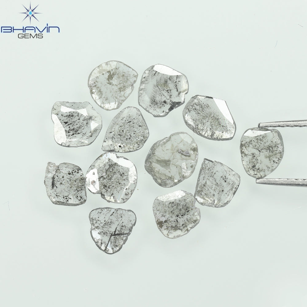2.15 CT/12 Pcs Slice Shape Natural Diamond Salt And Pepper Color I3 Clarity (6.10 MM)