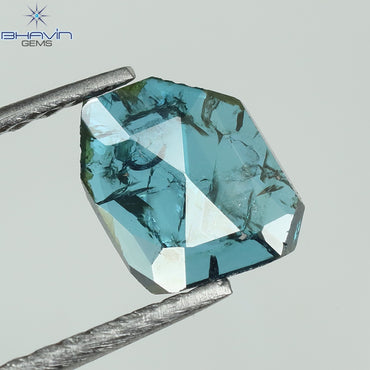 0.47 CT Enhanced Uncut Slice Shape Natural Loose Diamond Blue Color I3 Clarity (6.33 MM)