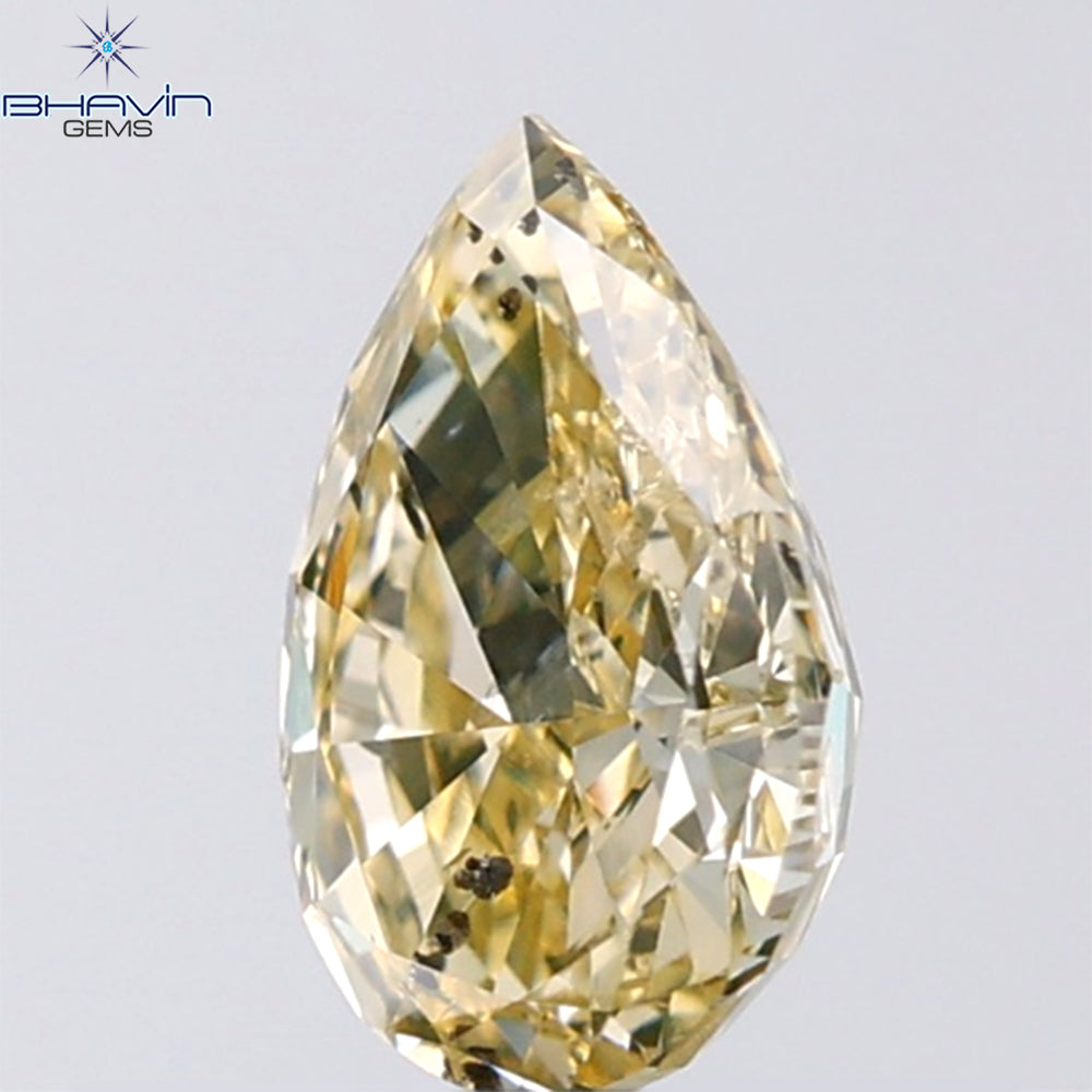1.01 CT Pear Shape Natural Diamond Brown Yellow Color SI2 Clarity (7.99 MM)