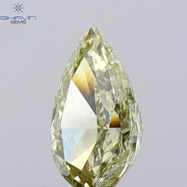 1.00 CT Pear Shape Natural Diamond Green Yellow Color SI2 Clarity (8.17 MM)
