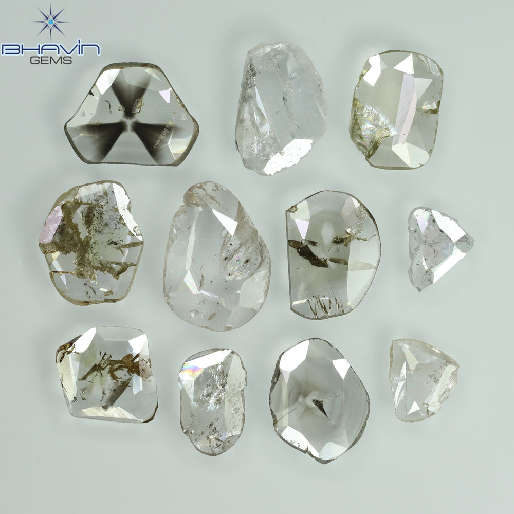 0.97 CT/7 ピース ローズカット ポルキ シェイプ ナチュラル ダイヤモンド ファンシー カラー I1 クラリティ (6.01 MM)